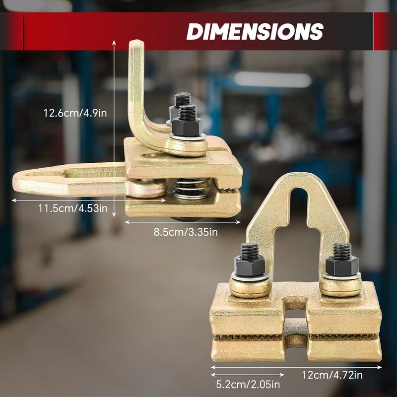 weyleity Professional 5 Ton Auto Body Repair Clamp Kit | Heavy Duty Right Angle Multi Hook Point Pull Clamp for Precision Dent Pulling and Frame Straightening, Gold Steel Back Clamp Puller - Image 2
